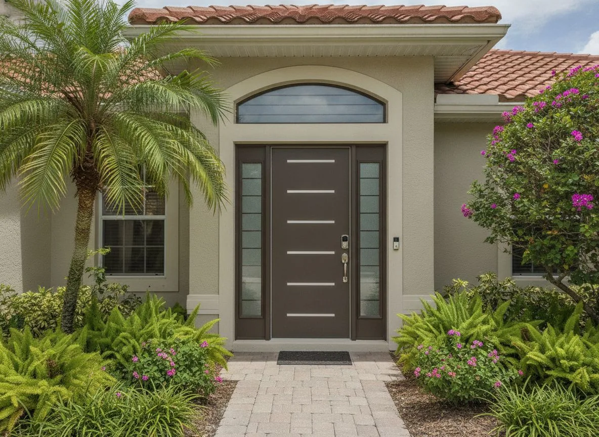 Florida home entry with a modern door